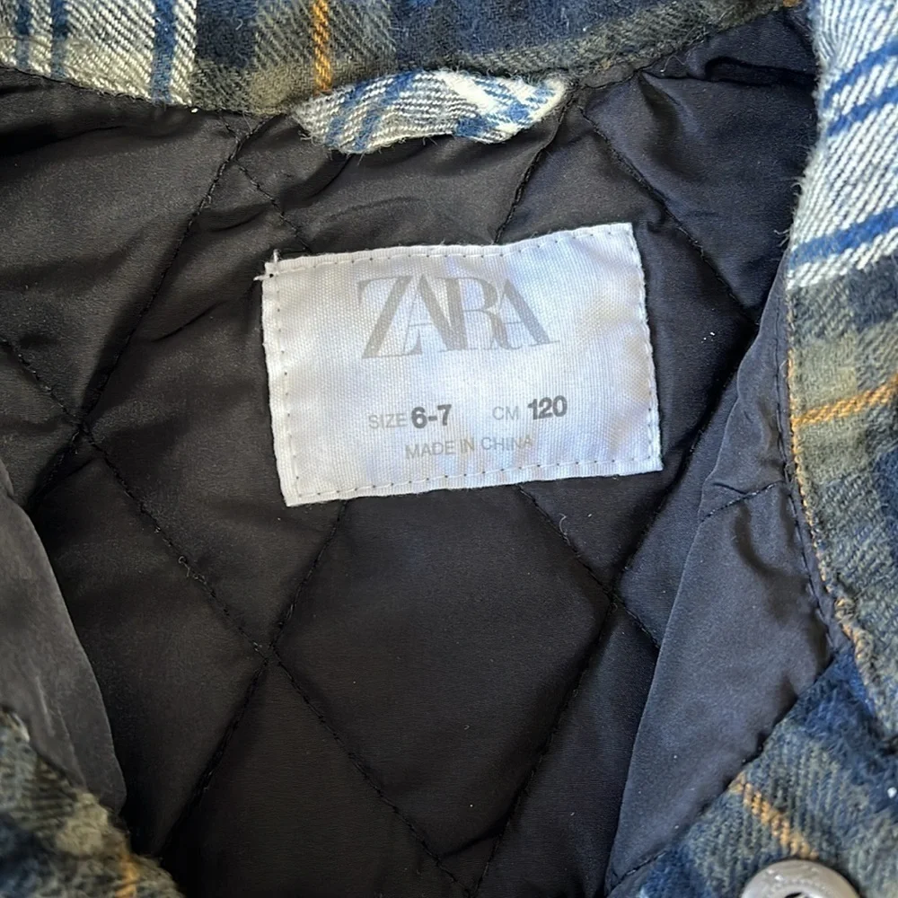 Zara flannel plaid shacket snap front jacket